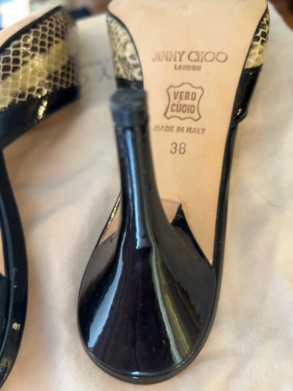 Vintage Jimmy Choo leather Snakeskin print with dust bag ✨HOST PICK✨thank you! - Picture 11 of 11